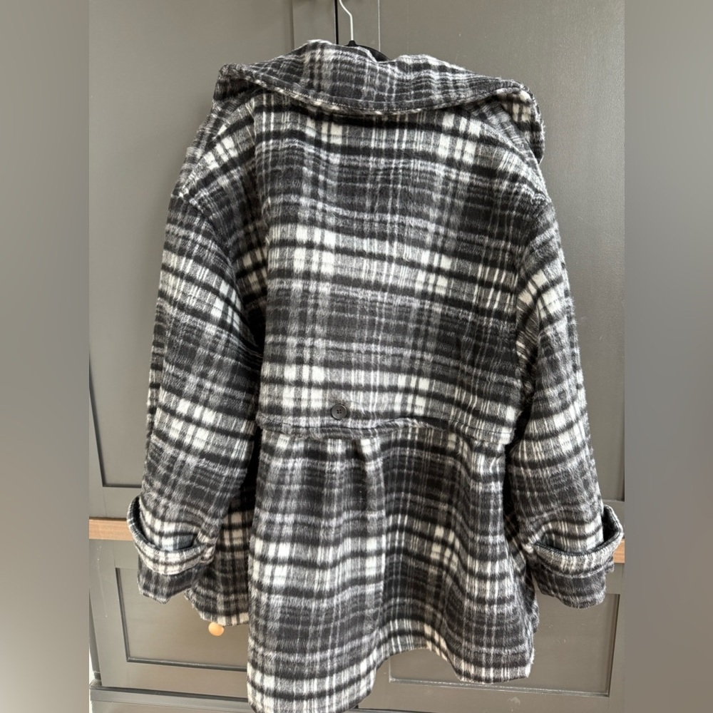 NWT • Free People Highlands Wool Blend Salt & Pepper Coat M Relaxed Fit - Picture 7 of 14